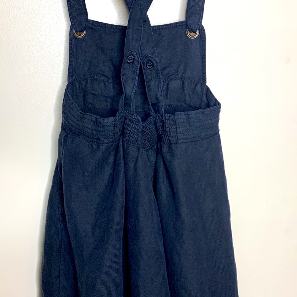 Anthropologie | Dark Colored Bib Mormon Style Pocket Dress | Criss Cross Back XS